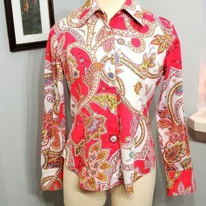 TOO SHE SHE pink Paisley long sleeve blouse. Size small. Beautiful colors,  pink